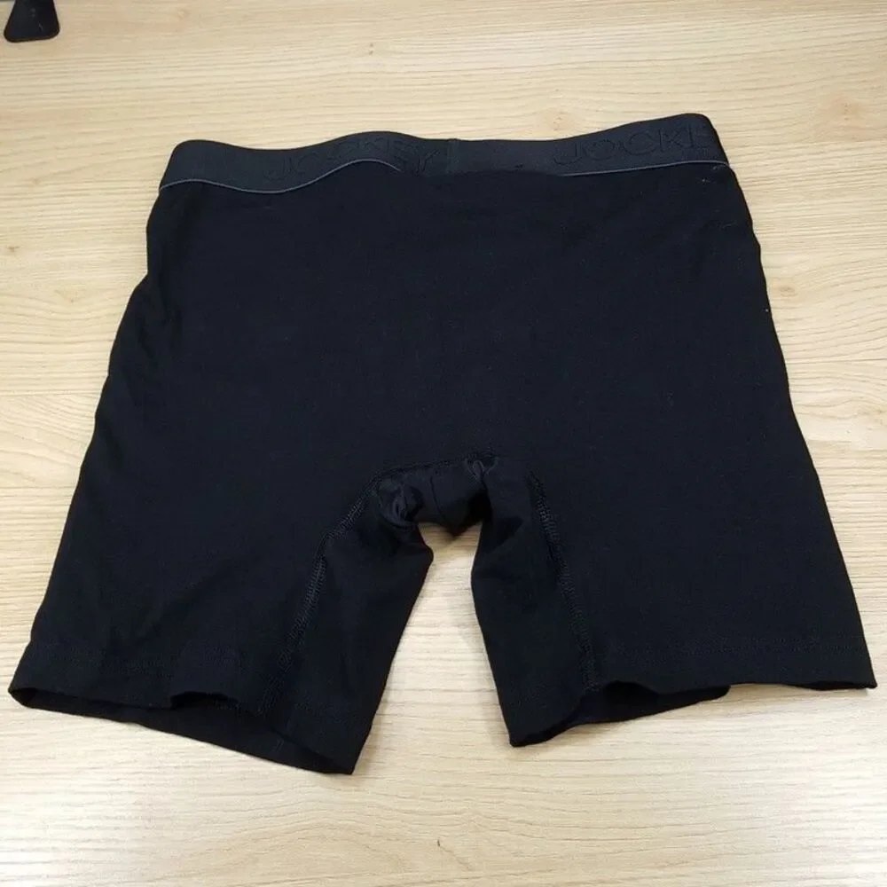 JOCKEY Boxer Briefs Mens Small Black Chafe Proof Cotton Blend Logo